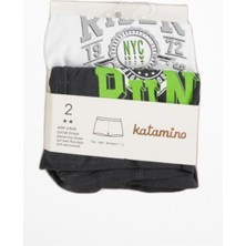 Katamino Erkek Çocuk Baskılı İkili Boxer Set K128327 Beyaz