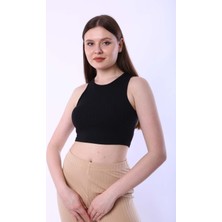 CHEISU Kadın Crop Siyah Raporlu Kaşkorse
