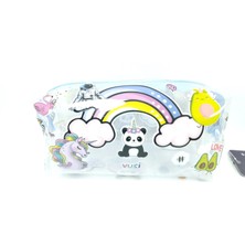 Kalem Kutusu Panda/gökkuşağı Temalı Şeffaf Çok Amaçlı Çanta Kalemlik Okula Başlangıç Hediyesi