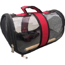 Aqua Home Tünekli Kuş Taşıma Çantası -30X22X20CM - Kırmızı