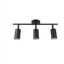 Riolight  LED 1 Spot,led Avize Siyah Gövde 3XGU10 Duylu 5W gün ışığı 360 Derece Hareketli Başlık Spot