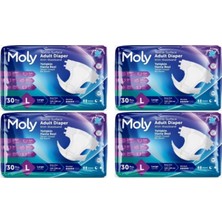 Moly Tekstil Yüzeyli Large Büyük Boy Belbantlı Hasta Bezi 30'lu x 4 Paket