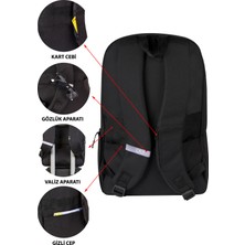 D'VERS 17.3-15.6 Inç 4 Bölmeli Darbe Korumalı Su Itici Kumaş ve Fermuar Özellikli Laptop Sırt Çantası