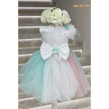 Mojo Bebek Mojo Kız Çocuk Çiçek Detaylı Abiye Elbise 2468 Beyaz