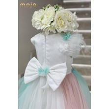 Mojo Bebek Mojo Kız Çocuk Çiçek Detaylı Abiye Elbise 2468 Beyaz