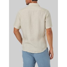 Mr. Mood Standart Düğmeli Yaka Koyu Bej Erkek Gömlek Mr Short Sleeve