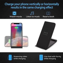 Microcase Samsung-Iphone-Airpods ile Uyumlu 15W 2in1 Kablosuz Hızlı Şarj Standı - AL3755