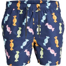 Jack & Jones Jpstfiji Jjswim  Funny Ly Lacivert Erkek Deniz Şortu 12228034-Navy