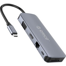 Orıco Type-C To USB 3.0 HDMI 4K@30Hz VGA RJ45 Sd Tf Aux Pd Dönüştürücü Hub