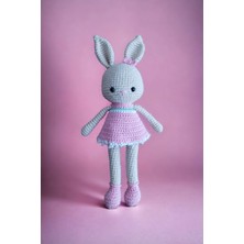 Sevimli Tavşan Amigurumi Örgü Oyuncak ve Çıngırak Yenidoğan 2'li Set Örgü Bebek