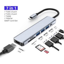 Bastore 7 In 1 Type C To Hdmı 4K 30hz Kablo Sd/ Tf Kart Okuyucu Usb3 0 2xusb2 0 Pd 87W Çevirici