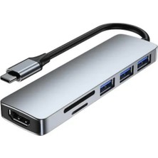 Bastore USB Type C To 4K 30hz HDMI Kablosu Sd Tf Kart Okuyucu USB 3 0 Çoklayıcı Hub Çevirici Kablo