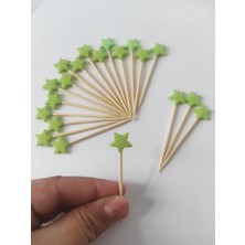 Beyhan Bayhan 100 Adet Dekoratif Yıldız Parti Kürdanı 6 cm Yeşil - Yıldız 10 mm