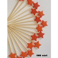 TM Tasarım Mağazası 100 Adet Dekoratif Yıldız Sunum Kürdanı 6 cm Turuncu - Yıldız 10 mm