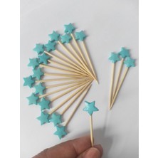 Beyhan Bayhan 100 Adet Dekoratif Yıldız Sunum Kürdanı 6 cm Mavi - Yıldız 10 mm