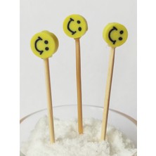 Beyhan Bayhan 100 Adet Dekoratif Sarı Smile Parti Kürdanı 6 cm