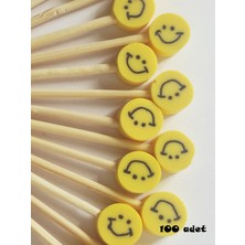 Beyhan Bayhan 100 Adet Dekoratif Sarı Smile Parti Kürdanı 6 cm