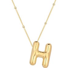 925 Gümüş Gümüş Gold Balon H Harfi Kadın Kolye