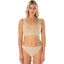 Secret Moda Kalın Askılı Crop Top Büstiyer Crop Ten
