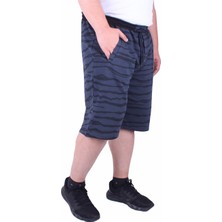 Moc Grande Mocgrande Büyük Beden Erkek Penye Şort Diagonal 23601 Indıgo