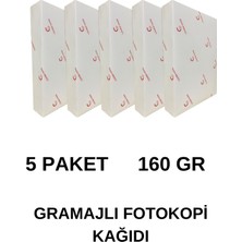 Gramajlı Fotokopi Kağıdı A4 160 gr 5 Paket 1250 Yaprak