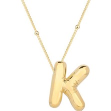 Stil Love Gümüş Gold Balon K Harfi Kadın Kolye