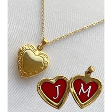 Bsb J M Harfli Epoksi Dolgulu Açılır Kapanır Kapaklı Kalp Sevgili Arkadaşlık Kolyesi Altın Kaplama