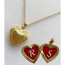 Bsb R Ş Harfli Epoksi Dolgulu Açılır Kapanır Kapaklı Kalp Sevgili Arkadaşlık Kolyesi Altın Kaplama