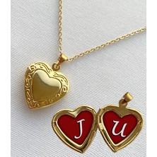 Bsb J U Harfli Epoksi Dolgulu Açılır Kapanır Kapaklı Kalp Sevgili Arkadaşlık Kolyesi Altın Kaplama