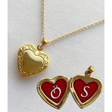 Bsb Ö S Harfli Epoksi Dolgulu Açılır Kapanır Kapaklı Kalp Sevgili Arkadaşlık Kolyesi Altın Kaplama