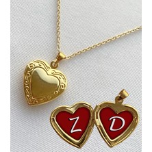 Bsb Z  D Harfli Epoksi Dolgulu Açılır Kapanır Kapaklı Kalp Sevgili Arkadaşlık Kolzesi  Altın Kaplama