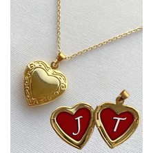 Bsb J T Harfli Epoksi Dolgulu Açılır Kapanır Kapaklı Kalp Sevgili Arkadaşlık Kolyesi Altın Kaplama