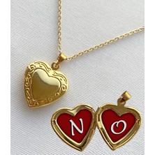 Bsb N O Harfli Epoksi Dolgulu Açılır Kapanır Kapaklı Kalp Sevgili Arkadaşlık Kolyesi Altın Kaplama