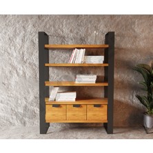 Ntconcept Lomi Masif Ağaç Kitaplık-Vitrin(En 200CM)