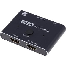 Wozlo 2 Port 8k HDMI 2.1 Switch Çoklayıcı 8K@60Hz 4K@120Hz Ultra Hd 48GBPS - 2 Cihaz 1 Ekran