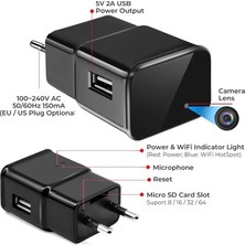 Kalite Wifi Kamera Gizli Adaptör Kamera + 32GB Kart Ile Birlikte (Dünyanın Heryerinden Canlı Izlenir ve Ses ve Video Kaydeder)