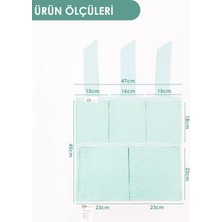 Mordesign Yenidoğan Beşik Yanı Düzenleyici, 5 Cepli Bebek Odası Organizeri, Ekose Desen, Svalbard Serisi, Gri