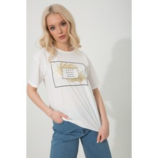 ARV Moda Baskılı Basic Bisiklet Yaka Örme T-Shirt