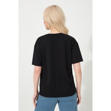 ARV Moda Baskılı Basic Bisiklet Yaka Örme T-Shirt