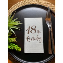 Kidspartim Gümüş Yaldızlı Beyaz On Sekiz Yaş Bırthday Garson Katlama Peçete 16 Lı