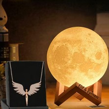 Keyfim Shop Dekoratif Ayaklı Ay Tasarımlı Gece Lambası 15CM-KOLYE Hediyeli