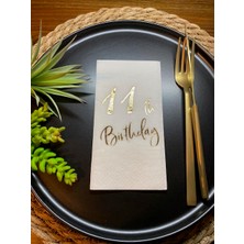 Kidspartim Gold Yaldızlı Beyaz On Bir Yaş Bırthday Garson Katlama Peçete 16 Lı
