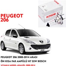 Bosch Peugeot 206 2000-2014 Arası Ön Kısa Far Ampülü H7 55W Bosch