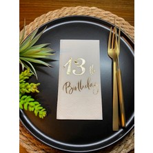 Kidspartim Gold Yaldızlı Beyaz On Üç Yaş Bırthday Garson Katlama Peçete 16 Lı