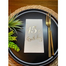 Kidspartim Gold Yaldızlı Beyaz On Beş Yaş Bırthday Garson Katlama Peçete 16 Lı