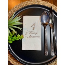 Kidspartim Gümüş Yaldızlı Beyaz Birinci Evlilik Yıldönümü Garson Katlama Peçete 16 Lı