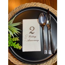 Kidspartim Gümüş Yaldızlı Beyaz Ikinci Evlilik Yıldönümü Garson Katlama Peçete 16 Lı