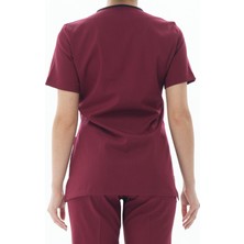 Oden Lycra Bordo Klasik Kol Likralı Tek Üst Scrubs Cerrahi Forma