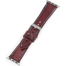 Bouletta Apple Watch Uyumlu Deri Kordon 42-44-45MM SM25 Bordo