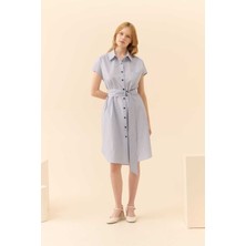 ROMAN Kısa Kollu Düğmeli Midi Boy Elbise Standart Renk Y2311035_089